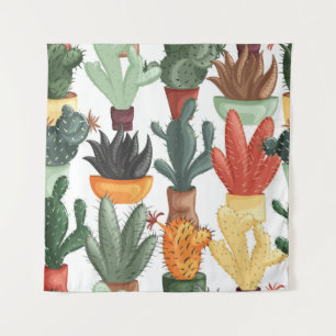 Tenture Succulents, cactus : mignon motif floral.