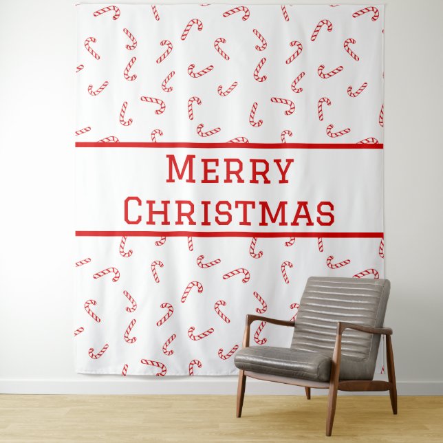 Tenture Sucre de canne personnalisé Noël (En situation)