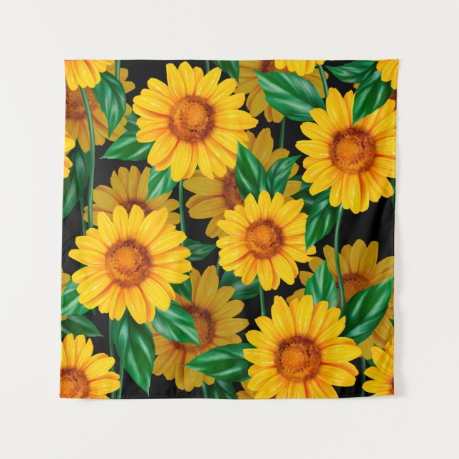 Tenture Sunflower seamless pattern. Background with yellow (Devant)