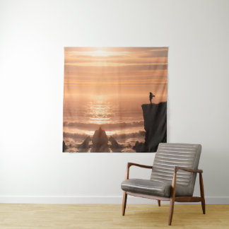 Tenture Sunset Surf Silhouette Wall Tapestry