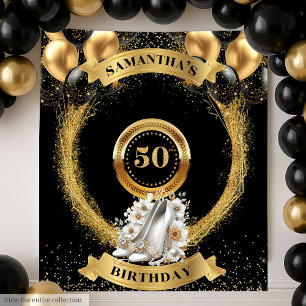 Tenture Superbe 50 Anniversaire fond blanc étincelant talo