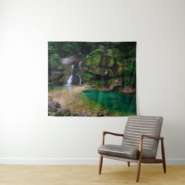 Tenture Superbe cascade Virje, Slovénie Poster (En situation (horizontale))