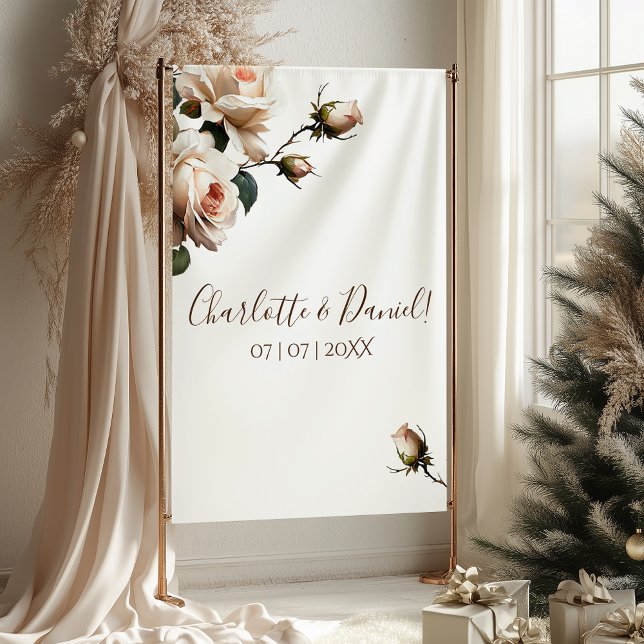 Tenture Superbe Mariage de Rose d'huile beige (Gorgeous Blush Beige Oil Rose Wedding Tapestry)