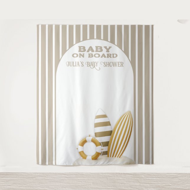 Tenture Surf Board Baby Shower Custom Gender Neutral (Devant)