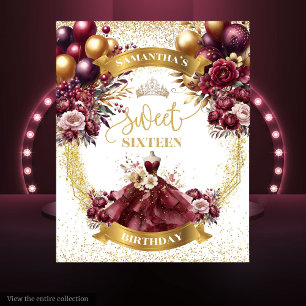Tenture Sweet 16 Aquarelle Arrière-plan Fleurs Bourgogne O