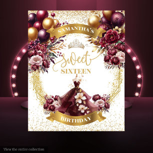 Tenture Sweet 16 fond Bourgogne Balloons Parties scintilla