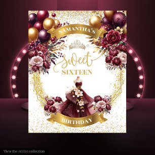 Tenture Sweet 16 fond Bourgogne Balloons Parties scintilla