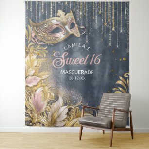 Tenture Sweet 16 Masquerade Rose Gld photo fond ID1032
