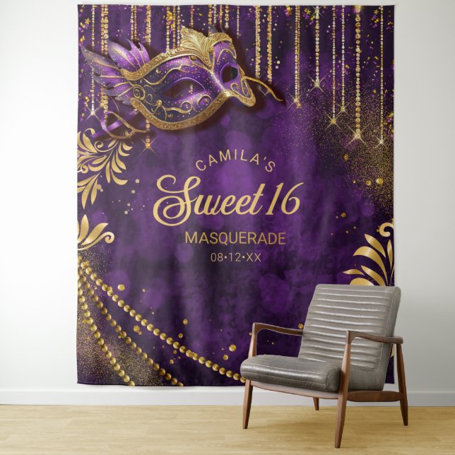 Tenture Sweet 16 Masquerade violet fond photo ID1032 (En situation)