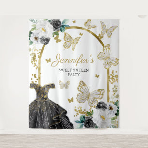 Tenture Sweet 16 Party fond - Robe Florale Papillon
