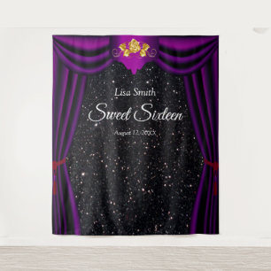 Tenture Sweet 16 Rose or Purple Rideau Parties scintillant
