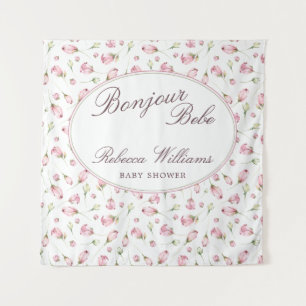 Tenture Sweet Macaron Bonjour Bebe Baby shower rose