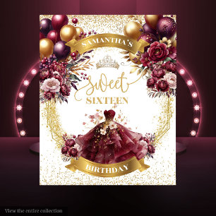 Tenture Sweet sixteen Fond Ballons Bourgogne Gold Spar