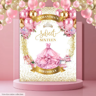 Tenture Sweet sixteen glamour arrière Robe rose Or