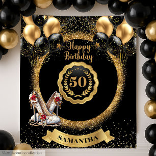 Tenture Symbole Black Gold Red Parties scintillant 50e ann