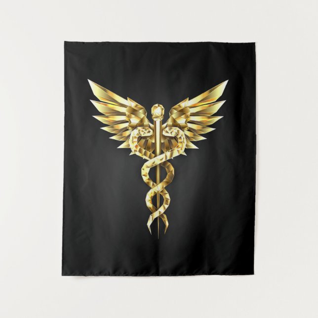 Tenture Symbole caducee polygonal or (Devant)