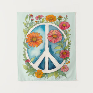 Tenture SYMBOLE DE LA PAIX Fleurs Zinnia Fleurs les années