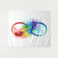 Symbole d'infini avec plume arc-en-ciel