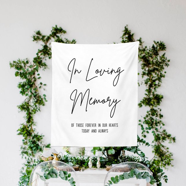 Tenture Symbole du Mariage blanc dans Love Memory Calligra (In Loving Memory Calligraphy White Wedding Sign Tapestry
)