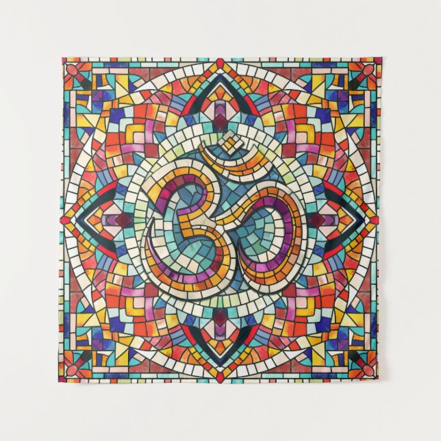 Tenture Symbole OM Lotus Mandala Mosaic (Devant)