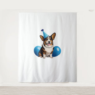 Tenture T-Shirt Classique Anniversaire Corgi Bleu