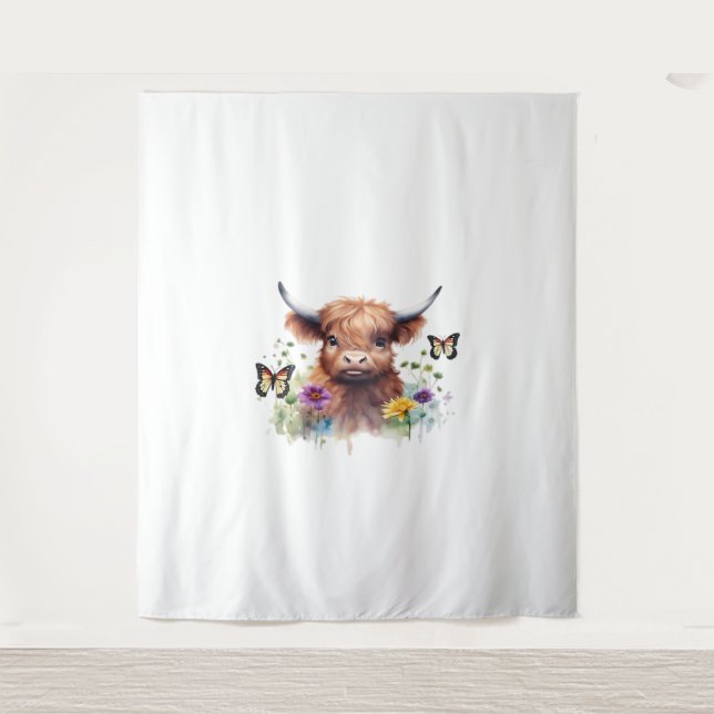 Tenture T-shirt classique pour bébé vache de la Highland L (Devant)