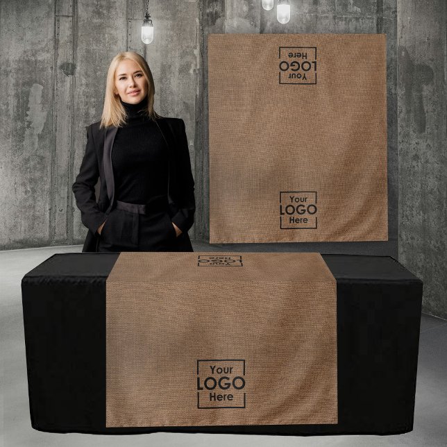 Tenture Table Runner Banner Business 2 Logos Faux Linen (Table Runner Banner Business 2 Logos Faux Linen Tapestry)