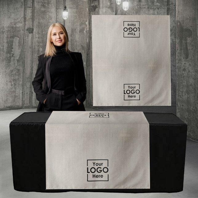 Tenture Table Runner Banner Business 2 Logos Faux Linen (Table Runner Banner Business 2 Logos Faux Linen Tapestry)