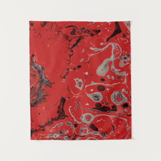 Tenture Tableau abstrait rouge et gris (Devant)