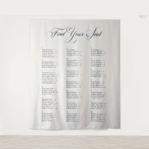 Tenture Tableau de placement de mariage alphabétique bleu