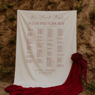 Tenture Tableau de placement de mariage en soie bordeaux a