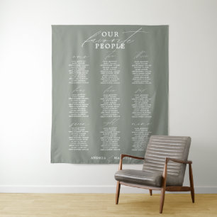 Tenture Tableau de sièges Mariage Sage Vert pour les perso