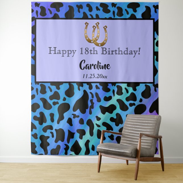 Tenture Taches de vache bleues et noires, anniversaire de  (En situation)