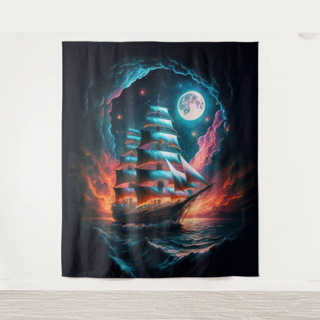 TENTURE TALL NAVIRE SAILLES DANS DARK NIGHT DREAM ODYSSEY (Devant)