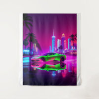 Tapestry Neon Racer - 80s Sports rétro-futuristes