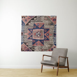 Tenture Tapis Kilim Rouge Antique Oriental