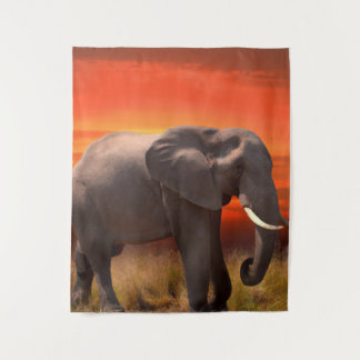 Tenture Tapis muraux à l'éléphant africain et au coucher d