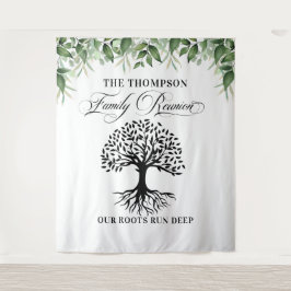 Tenture Tapiz Family reunion greenery tree backdrop banner