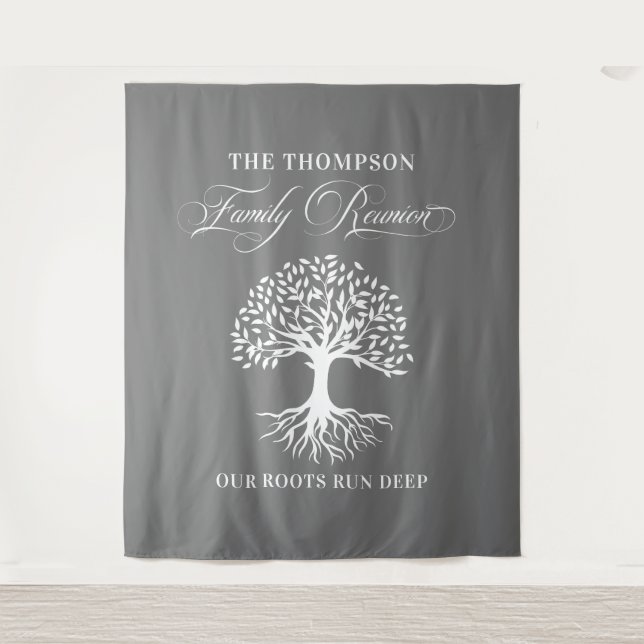 Tenture Tapiz Family reunion tree backdrop banner (Devant)