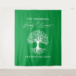 Tenture Tapiz Family reunion tree backdrop banner green
