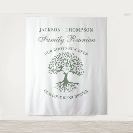 Tenture Tapiz Family reunion tree backdrop banner green