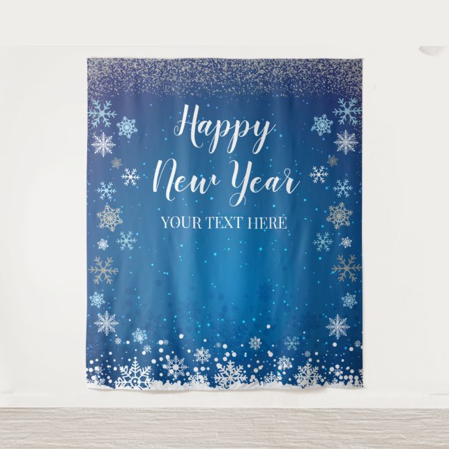 Tenture Tapiz Snow Winter Happy New Year Backdrop (Devant)
