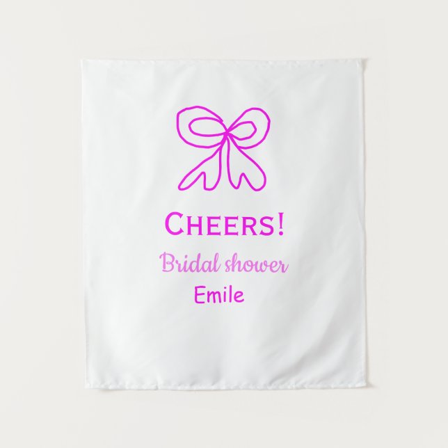 Tenture Tasse violet rose ruban douche de mariage ajouter  (Devant)