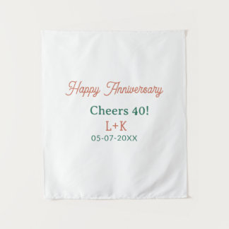 Tenture Tchin 40 joyeux anniversaire orange vert nom date