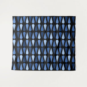 Tenture Teardrops du Moyen-siècle rétro bleu noir