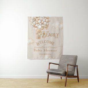 Tenture Teddy Bear Balloon Bearly Wait Baby shower bienven