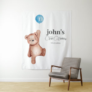 Tenture Teddy Bear Boy Premier anniversaire