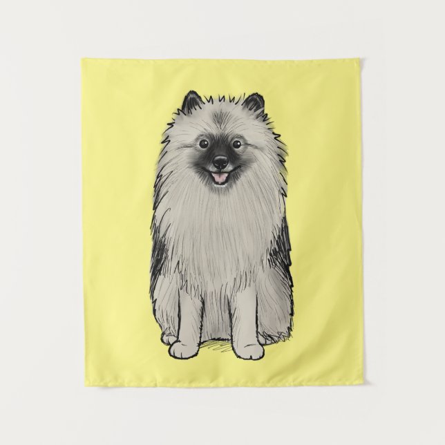 Tenture Teegan the Keeshond mignon chien de dessin animé (Devant)