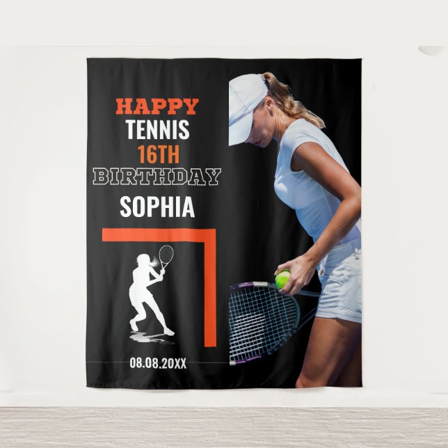 Tenture Tennis Anniversaire, Joueuse De Tennis (Devant)