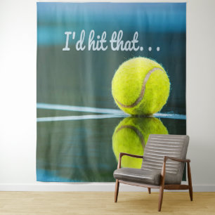 Tenture Tennis-ball je frappais ce cadeau drôle